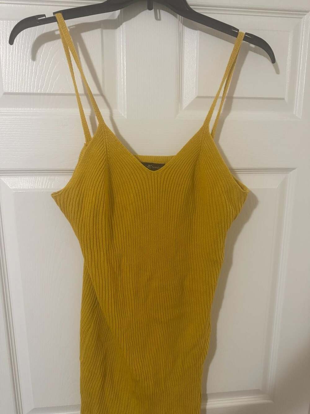 Almost Famous Ribbed Knit Mini Dress Mustard Yellow Size 2X - Picture 4 of 5